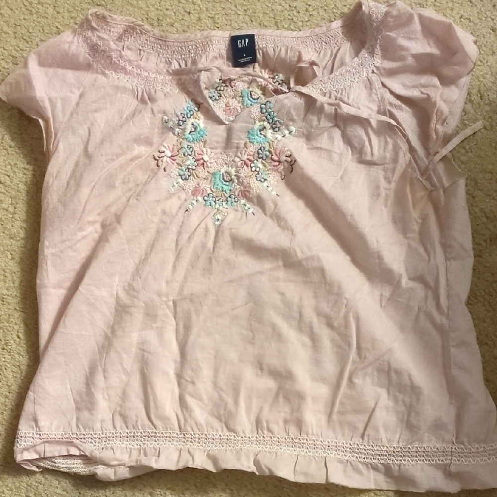 GAP Pink Blouse with Embroidered Details